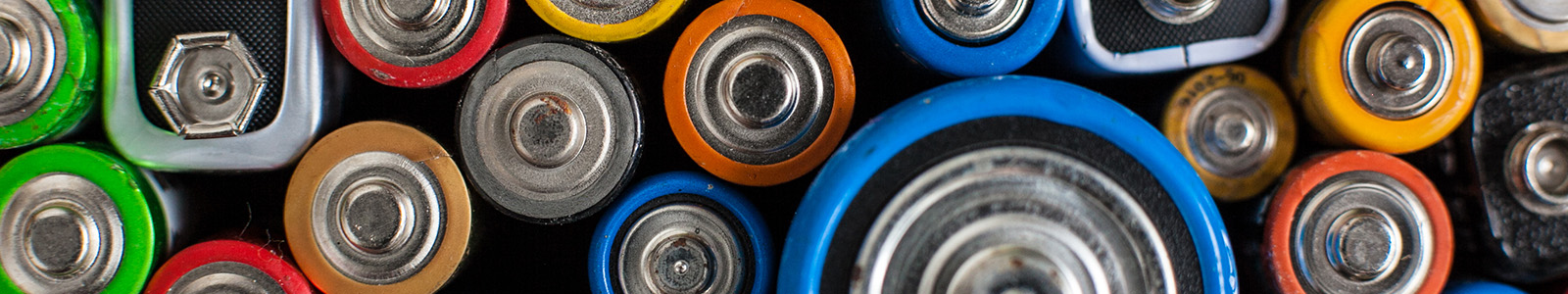 Colorful used batteries that are ready to be recycled sustainably